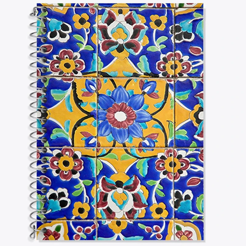 دفتر زبان 50 برگ خندالو مدل دو خط طرح کاشی کد 2160