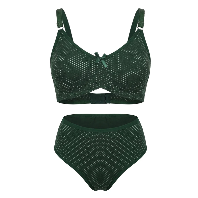 ست شورت و سوتین زنانه مدل نخی فنردار طرح خال خالی