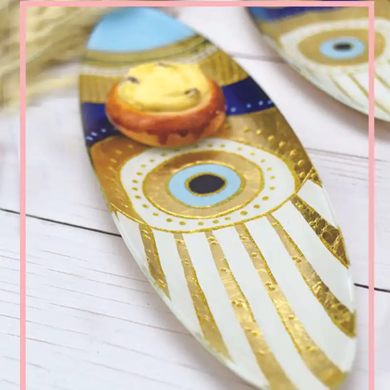 دیس شیشه ای مدل بیضی طرح چشم نظر