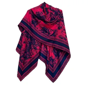 روسری زنانه مدل نخ کشمیر دور دست دوز وارداتی کد 01