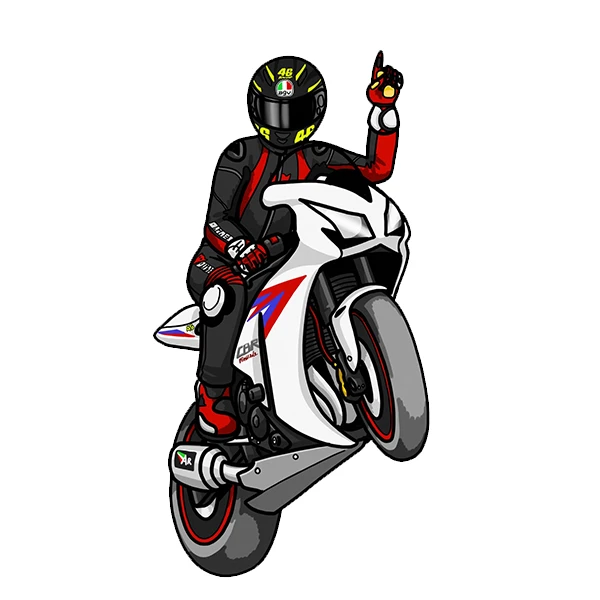 استیکر پارچه و لباس پاد آفرین طرح کارتونی موتور سوار کد 5531