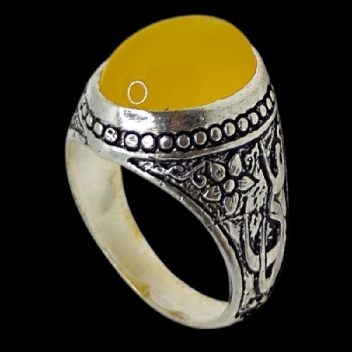 انگشتر نقره مردانه مدل عقیق شرف الشمس رکاب یا علی کد 3500 -  - 1