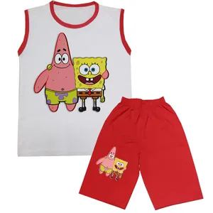 ست تاپ و شلوارک بچگانه مدل باب اسفنجی کد D06