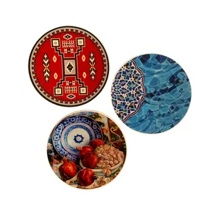 بشقاب دیوارکوب سفالی مدل سنتی کد 02 مجموعه 3عددی
