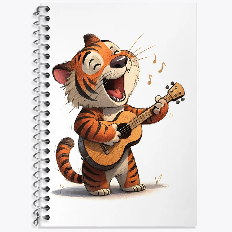 دفتر زبان 50 برگ خندالو مدل دو خط طرح ببر گیتاریست کد F8035