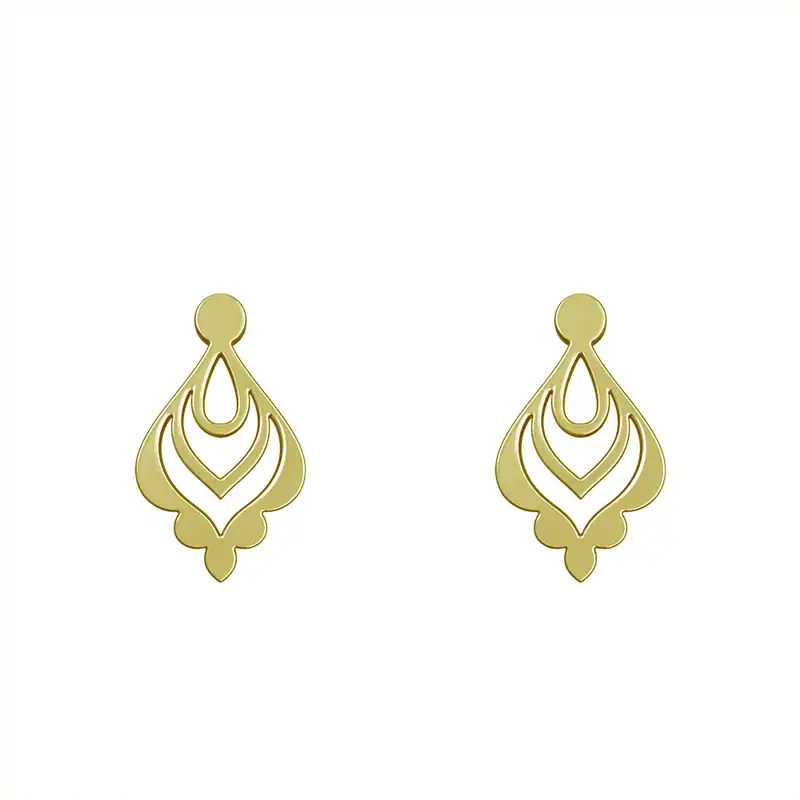 گوشواره طلا 18 عیار زنانه مدوپد مدل هندسی کد GA1-15148