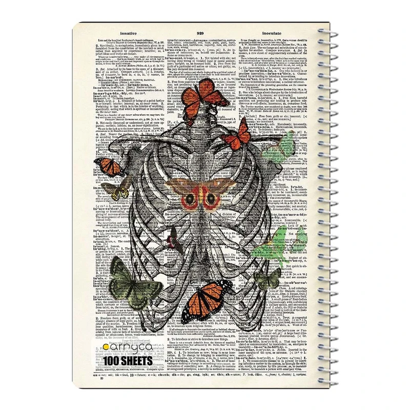 دفتر مشق 100 برگ سیمی کارنیکا طرح روزنامه وینتج قفسه سینه Vintage Newspaper Chest Anatomy کد 46853