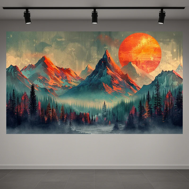 پوستر طرح جنگل مه آلود مدل طلوع خورشید کد AR3058672