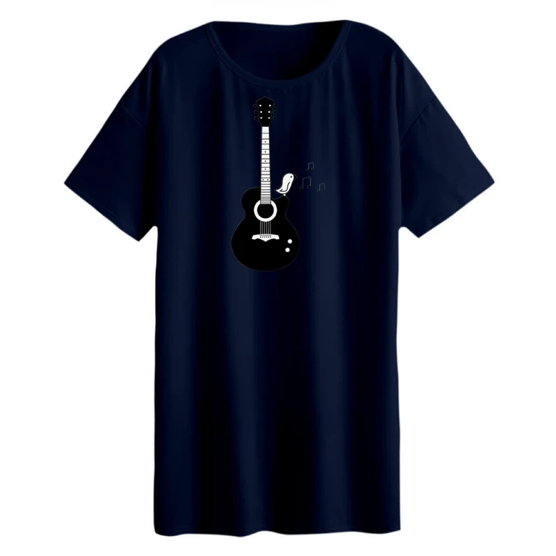 تی شرت لانگ زنانه مدل گیتار و پرنده