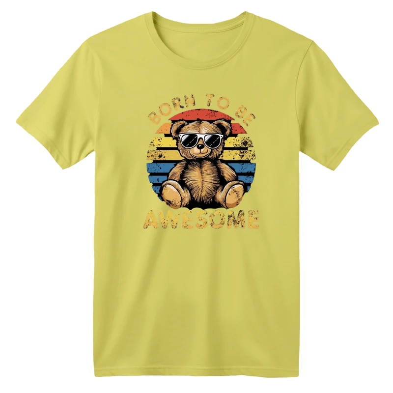 تی شرت آستین کوتاه یقه گرد بچگانه مدل خرس عینکی