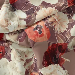 پارچه لباس مدل کرپ بوگاتی طرح گل آبرنگی کد 8014A