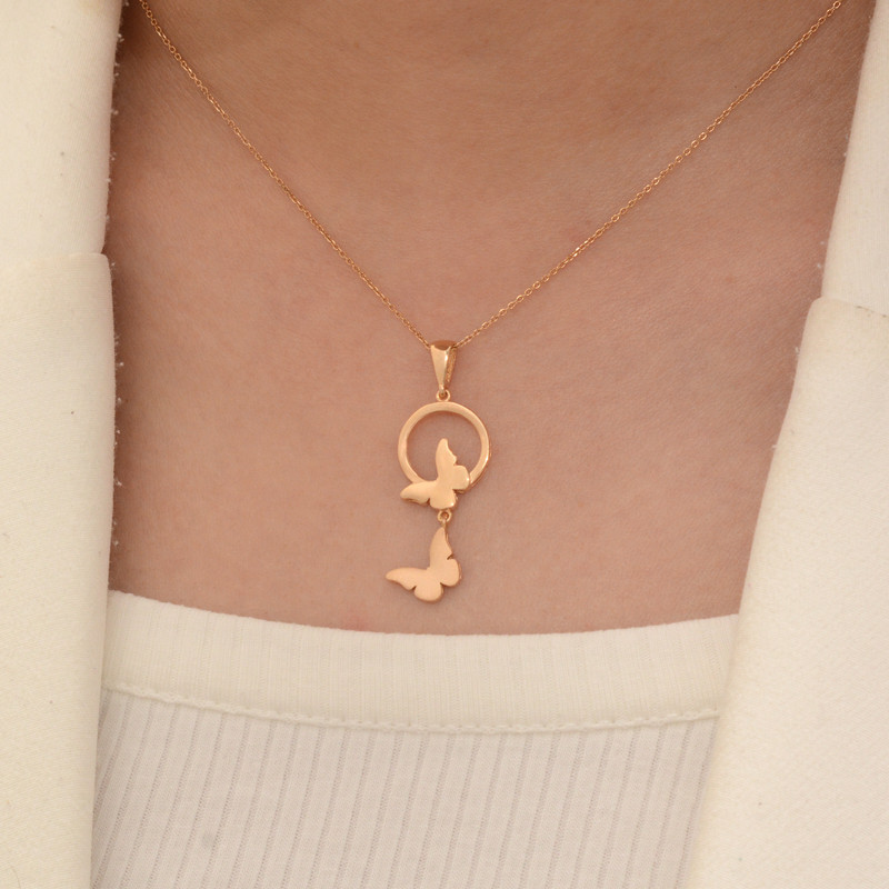 آویز گردنبند طلا 18 عیار زنانه الن نار مدل پروانه کد N01