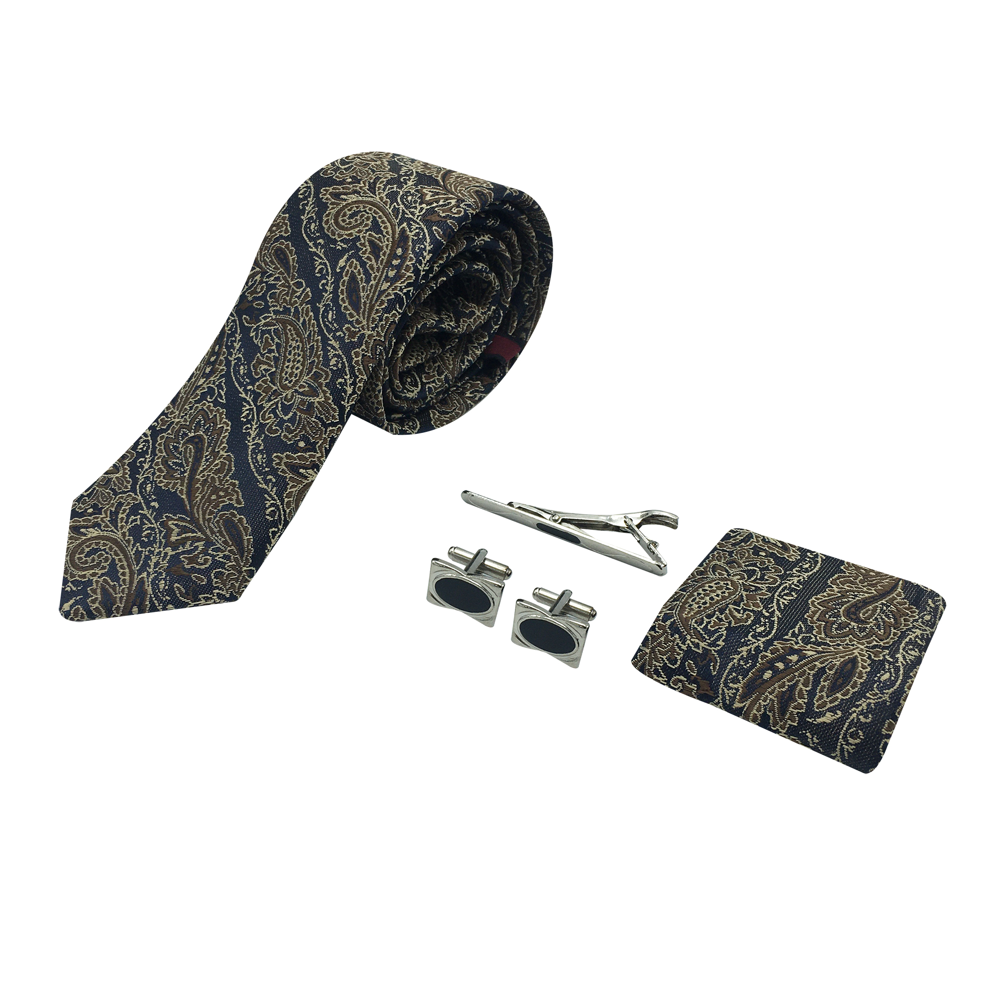 ست کراوات و گیره کراوات و  دستمال جیب و دکمه سردست مردانه مدل 1919
