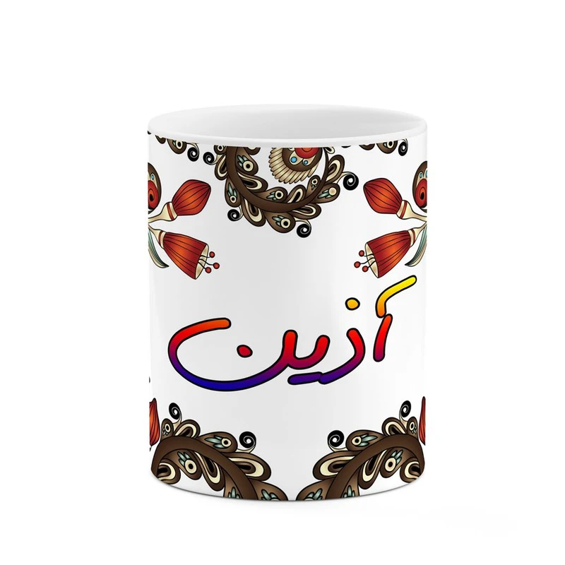 ماگ کاکتی مدل اسم آذین طرح سنتی گل و بته کد mgh43358