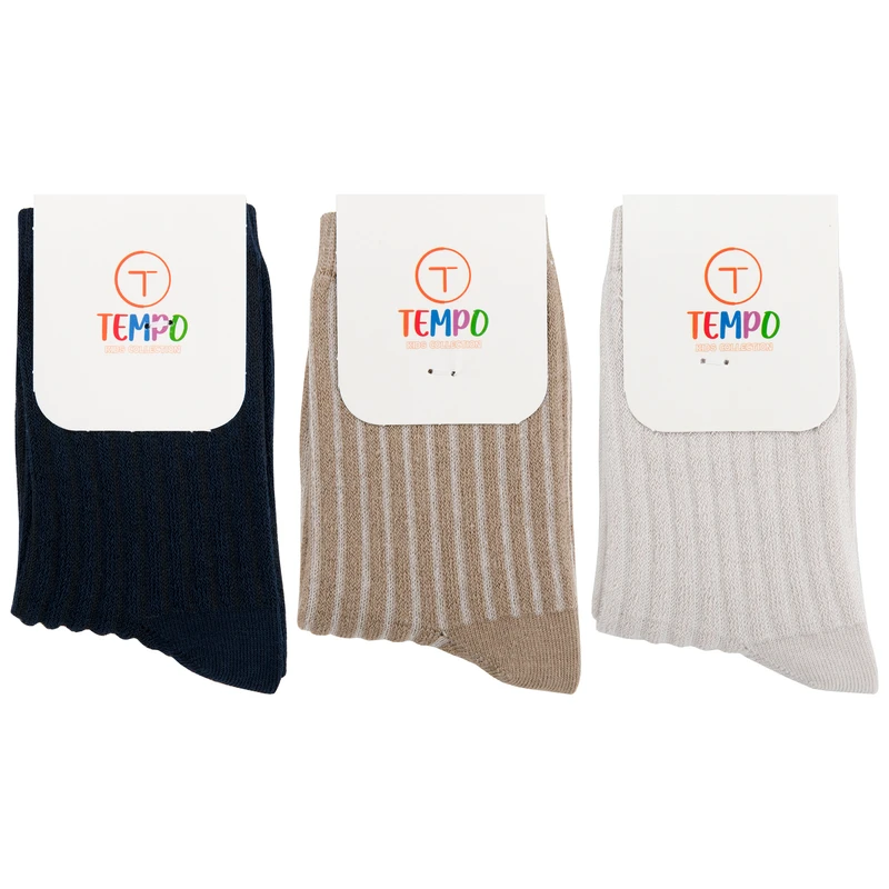 جوراب ساق بلند بچگانه تمپو مدل TM2-5 مجموعه 3 عددی