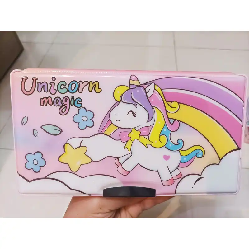 جامدادی مدل کتابی بزرگ تراش دار طرح یونیکورن کد 02