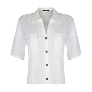 کراپ شومیز آستین سه ربع یقه برگردان زنانه جی تی هوگرو مدل 34162245535