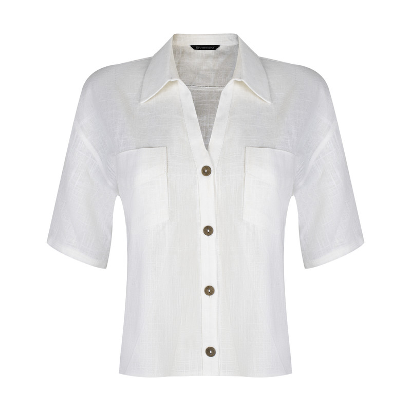 کراپ شومیز آستین سه ربع یقه برگردان زنانه جی تی هوگرو مدل 34162245535