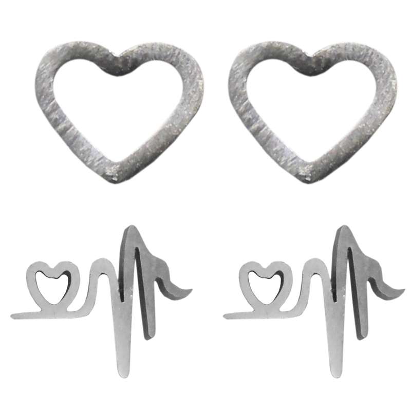 گوشواره زنانه طرح قلب و ضربان کد RKH_1537 مجموعه 2 عددی گوشواره زنانه طرح قلب و ضربان کد RKH_1537 مجموعه 2 عددی