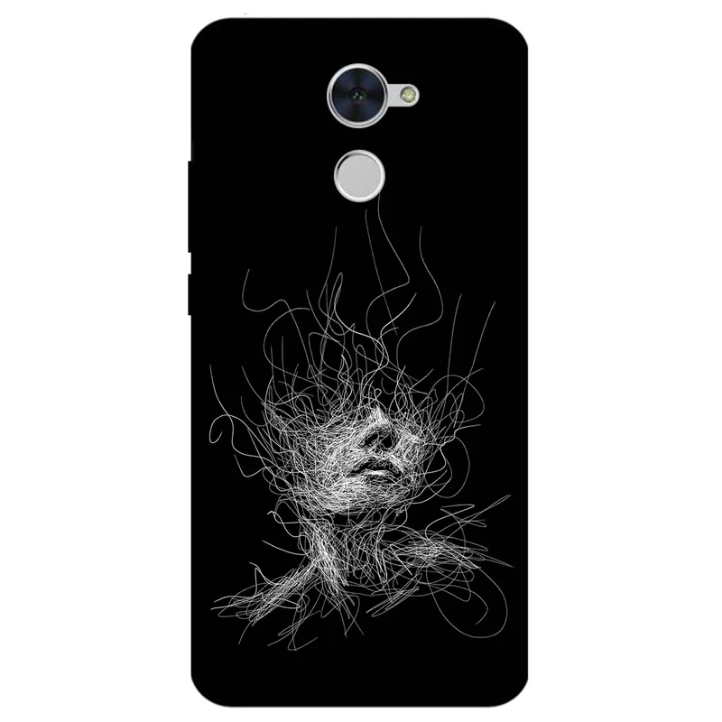 کاور مگافون طرح اسکچ صورت مدل 7423 مناسب برای گوشی موبایل هوآوی Y7 Prime 2017 / Y7 2017