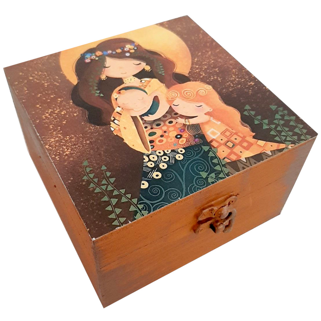 جعبه هدیه چوبی مدل فانتزی طرح دختر رویایی کد SB32
