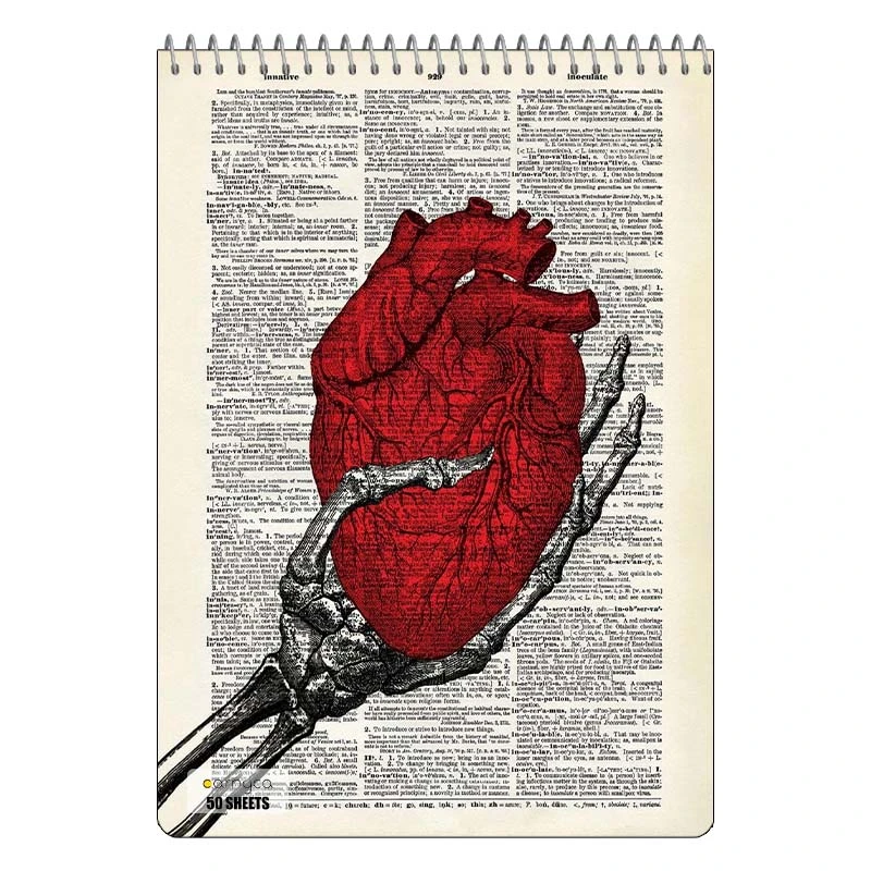 دفتر نقاشی 50 برگ سیمی کارنیکا طرح روزنامه وینتج قلب Vintage Newspaper Heart کد 87822