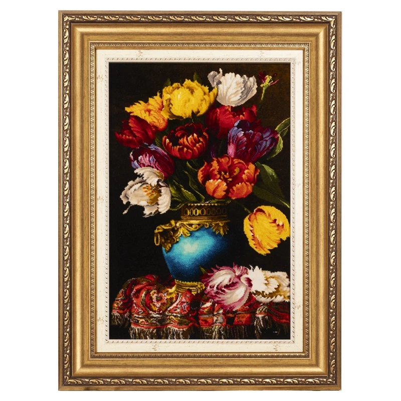 تابلو فرش دستباف سی پرشیا طرح گل لاله در گلدان کد 904127