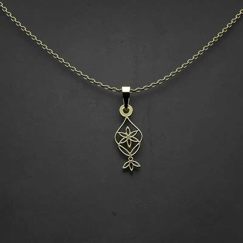 گردنبند طلا 18 عیار زنانه مدوپد مدل  طرح گل هندسی کد NN1083