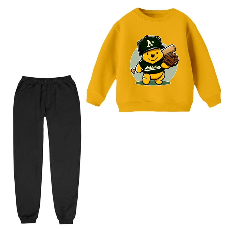 ست سویشرت آستین بلند و شلوار راحتی بچگانه مدل خرس پو