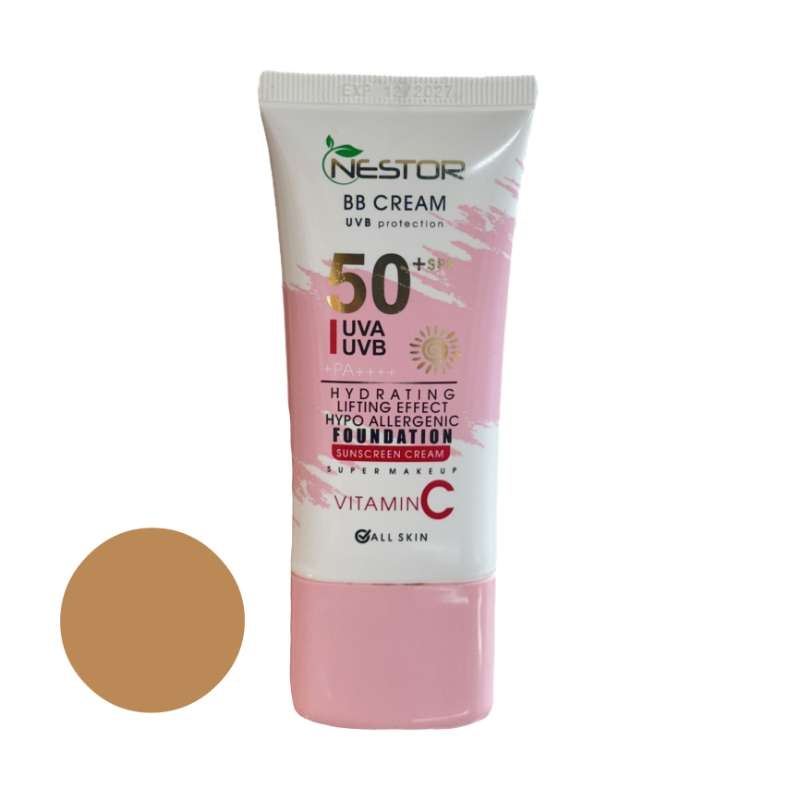 کرم ضد آفتاب رنگی نستور SPF 50 شماره 3 مدل ویتامین c مناسب پوستهای خشک حجم 50 میلیلیتر کرم ضد آفتاب رنگی نستور SPF 50 شماره 3 مدل ویتامین c مناسب پوستهای خشک حجم 50 میلیلیتر