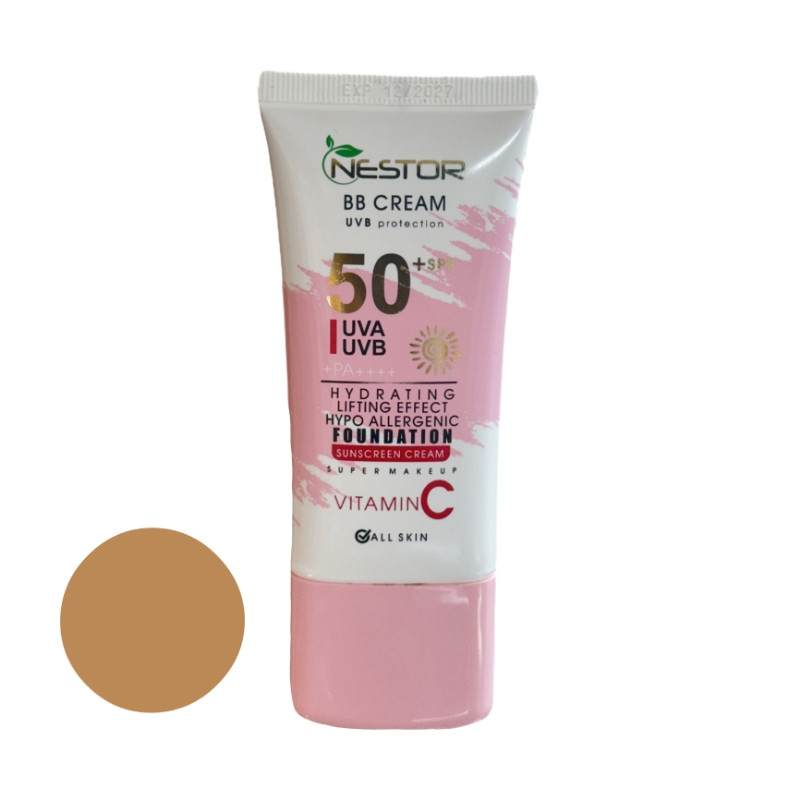 کرم ضد آفتاب رنگی نستور SPF 50 شماره 3 مدل ویتامین c مناسب پوستهای خشک حجم 50 میلیلیتر کرم ضد آفتاب رنگی نستور SPF 50 شماره 3 مدل ویتامین c مناسب پوستهای خشک حجم 50 میلیلیتر