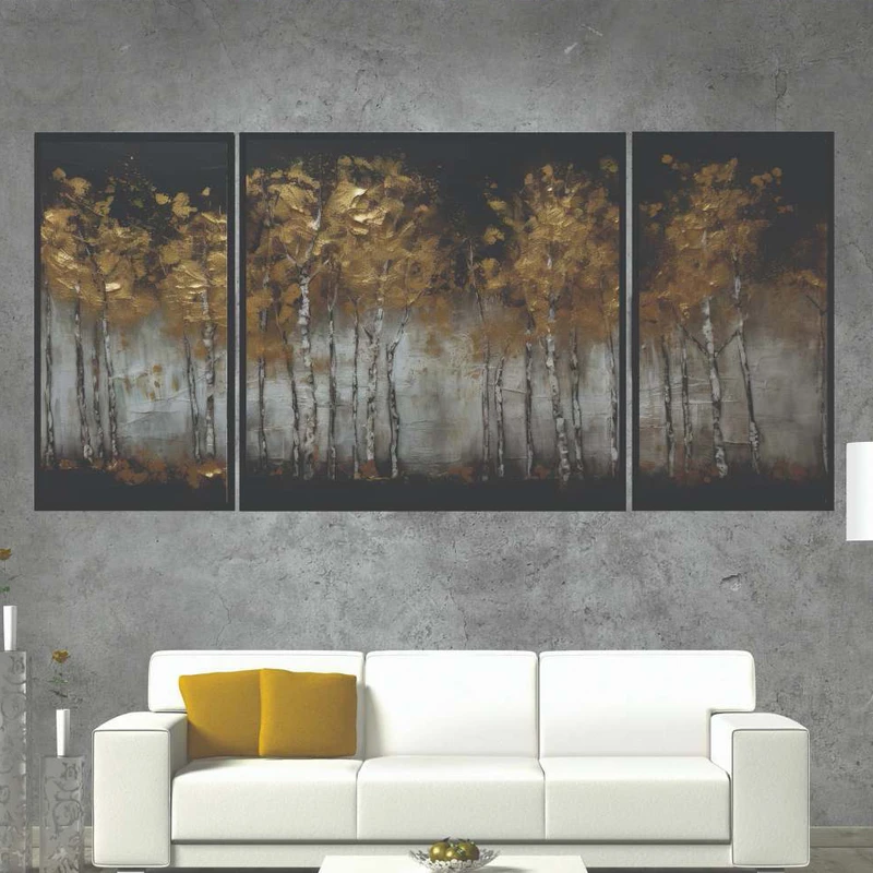 تابلو بکلیت طرح دیجیتال آرت مدل B-1990 فریم مشکی مجموعه 3 عددی 