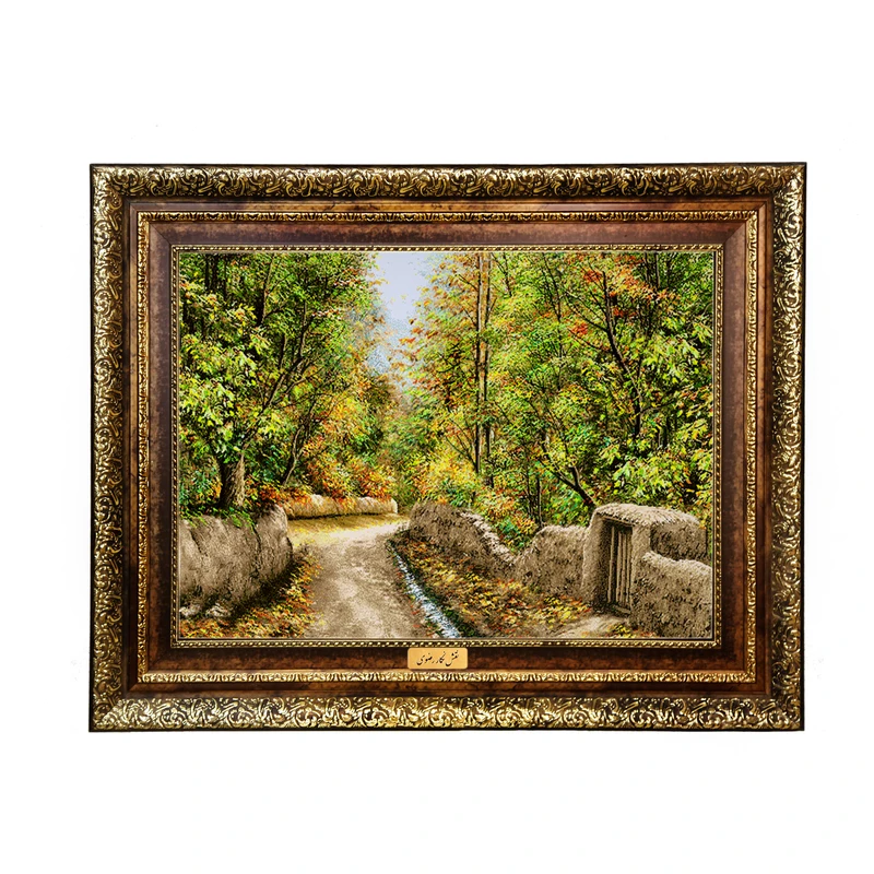 تابلو فرش ماشینی نقش نگار رضوی طرح کوچه باغ کد 1914H