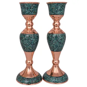شمعدان فیروزه کوبی مدل 5575 بسته 2 عددی
