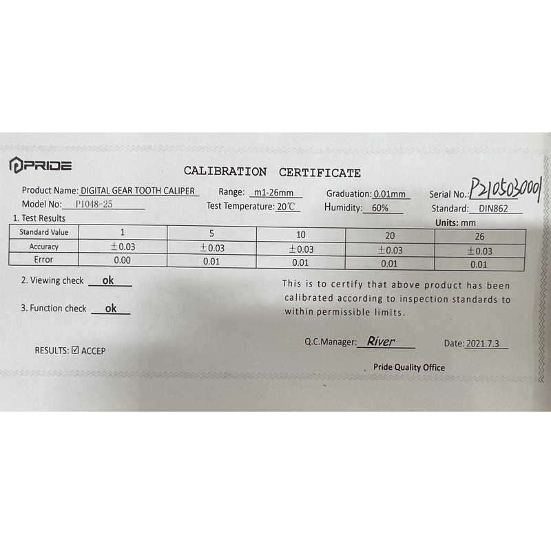 کولیس دیجیتال پراید مدل P1048-25 گستره 1 - 26 میلیمتر