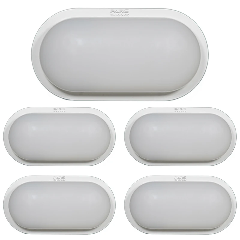 چراغ دیواری ال ای دی 24 وات پارس شانای مدل واترپروف طرح روکار بیضی بسته 5 عددی