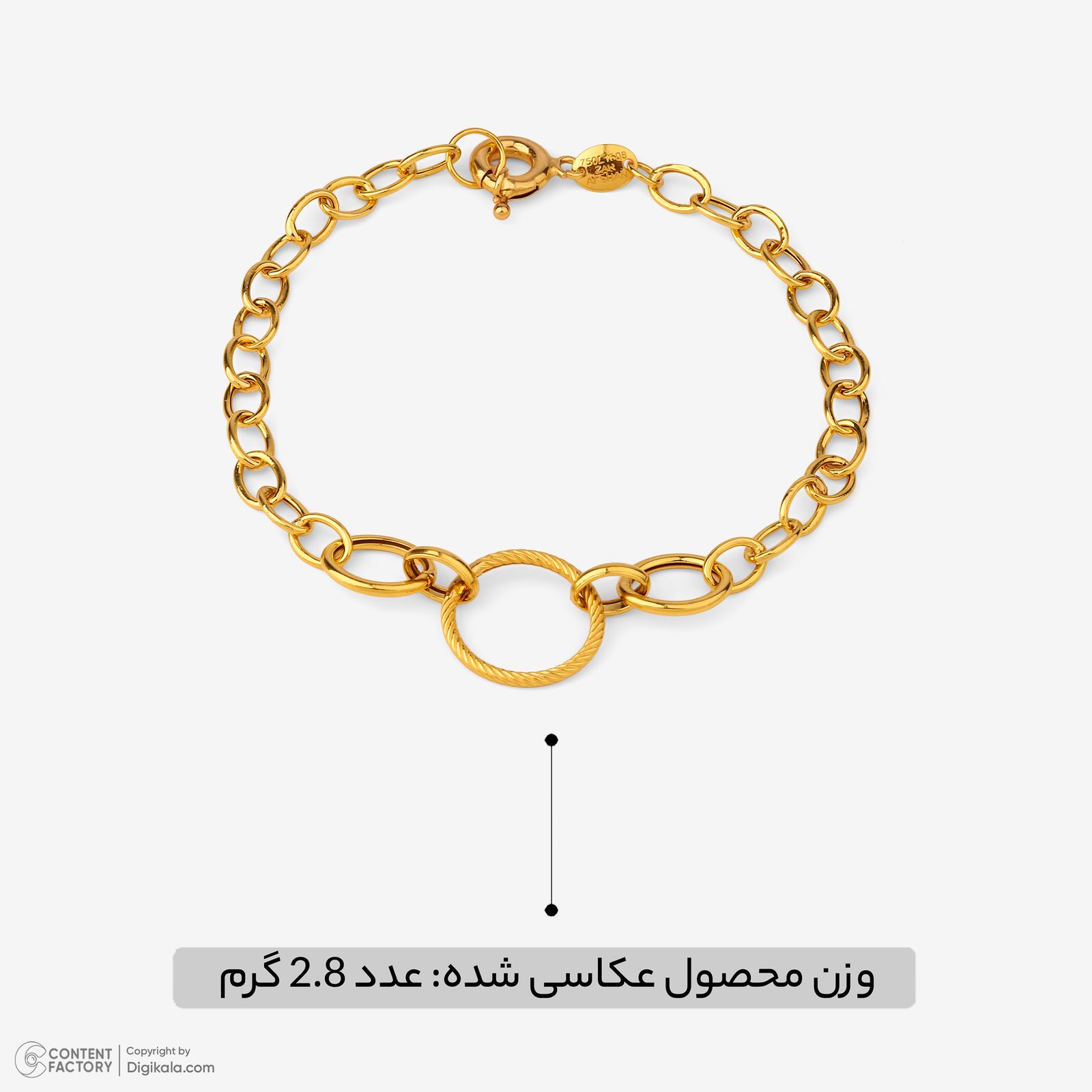 دستبند زنجیری طلا کم اجرت 18 عیار زنانه حانیه مدل 2072 -  - 4