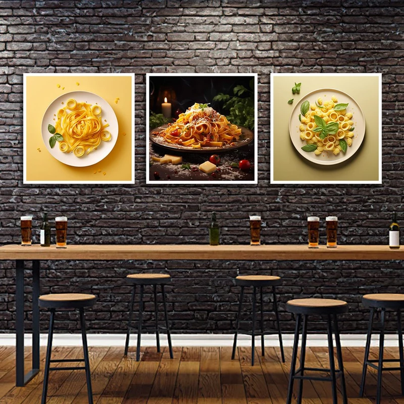 تابلو بکلیت طرح رستوران پاستا مدل شاین اکلیلی W-1185 مجموعه 3 عددی