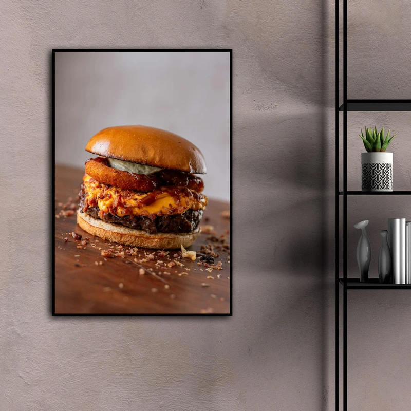 تابلو بکلیت طرح برگر مدل B-D2092 فریم مشکی