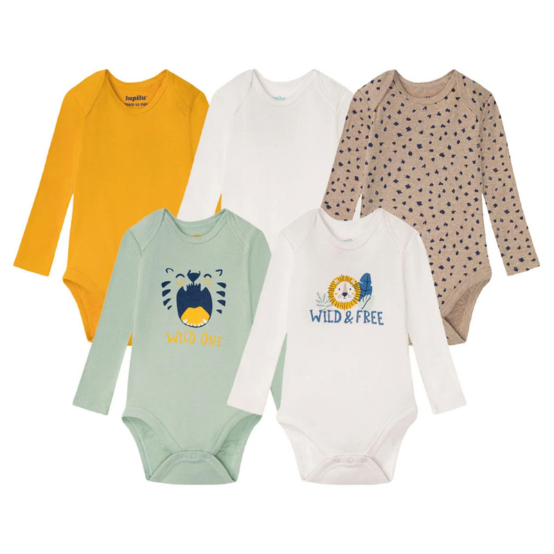 بادی آستین بلند نوزادی لوپیلو مدل 372607 مجموعه 5 عددی