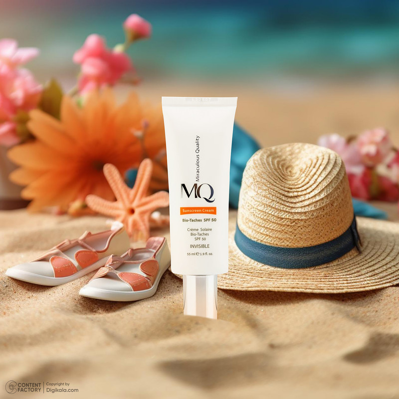 کرم ضدآفتاب بی‌رنگ ام کیو SPF50 مدل BIO TACHES مناسب انواع پوست، حجم 55 میلی‌لیتر