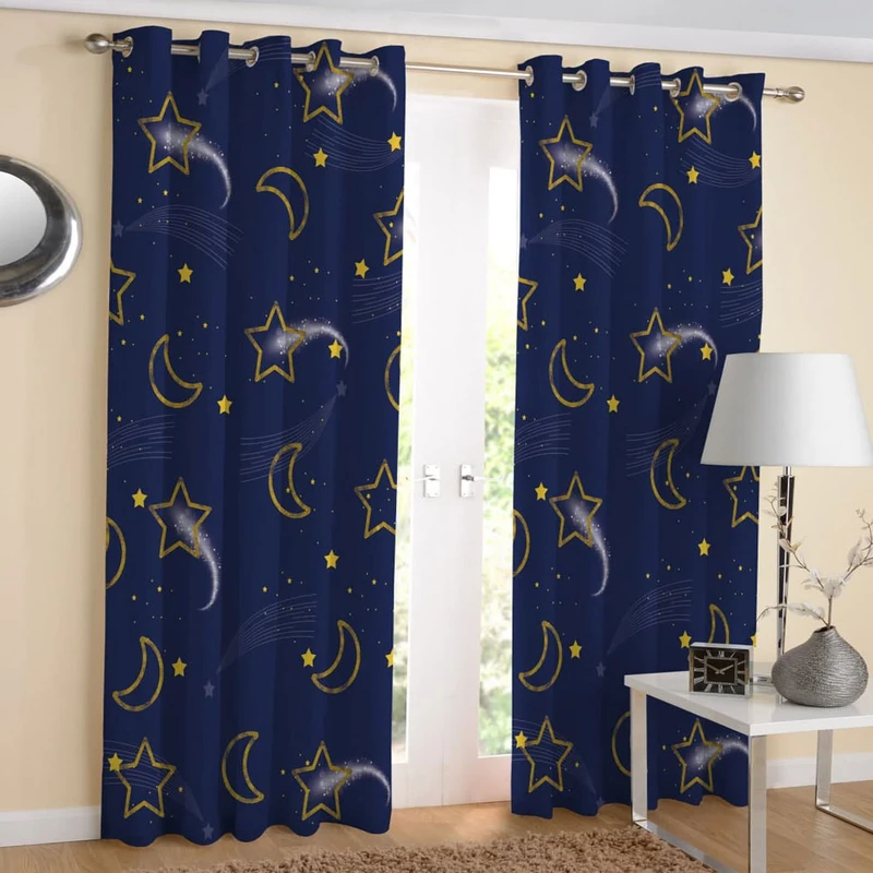 پرده طرح ماه و ستاره کد 2238 سایز 140x180 سانتیمتر