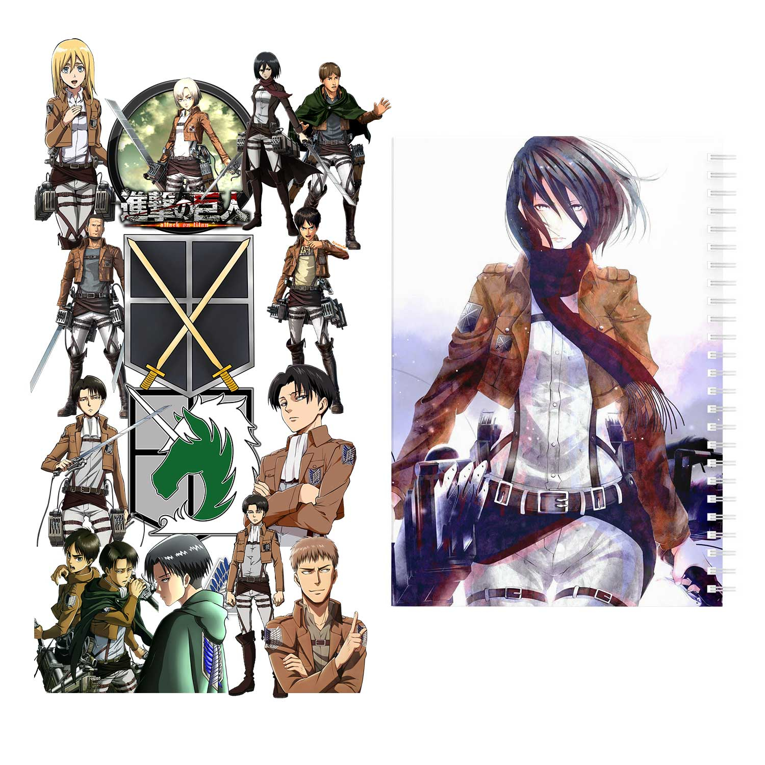 دفتر مشق باژیکان طرح انیمه اتک آن تایتان Attack On Titan کد 20211467 به همراه استیکر لپ تاپ مجموعه 14 عددی