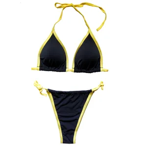 ست شورت و سوتین زنانه مدل نئونی رنگ زرد