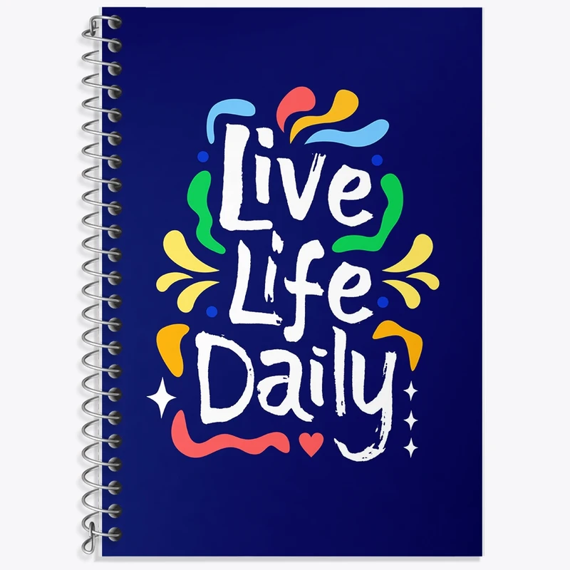 دفتر زبان 50 برگ خندالو مدل سه خط طرح Live Life Daily کد F1502