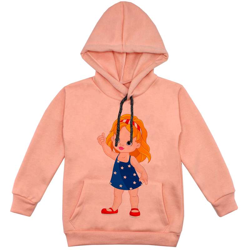 هودی دخترانه مدل دختر F126 رنگ گلبهی 