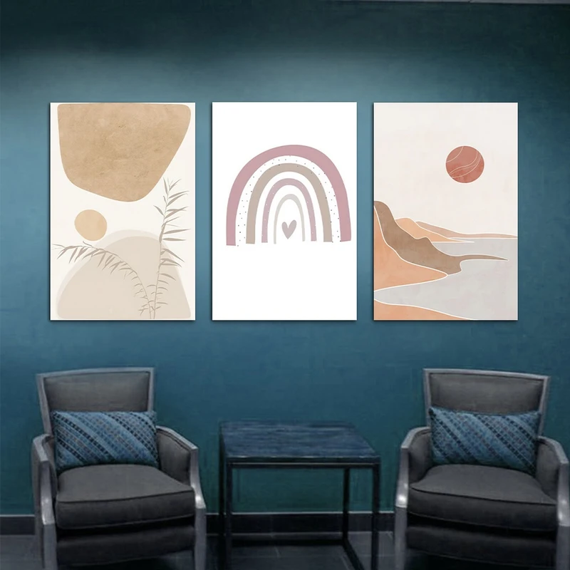 تابلو شاسی بکلیت طرح نقاشی مینیمال دریا مدل SH-1100 مجموعه 3 عددی