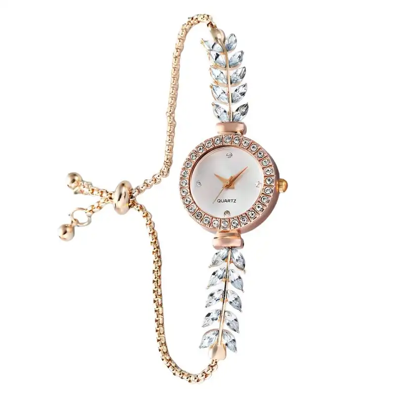 ساعت مچی عقربه ای زنانه مدل نگینی بند کرواتی01