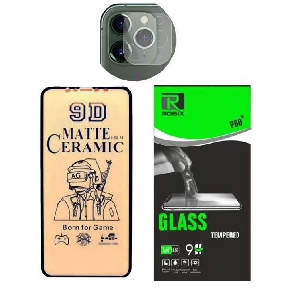 محافظ صفحه نمایش مات روبیکس مدل CR-IP مناسب برای گوشی موبایل اپل iphone 11Promax به همراه محافظ لنز دوربین