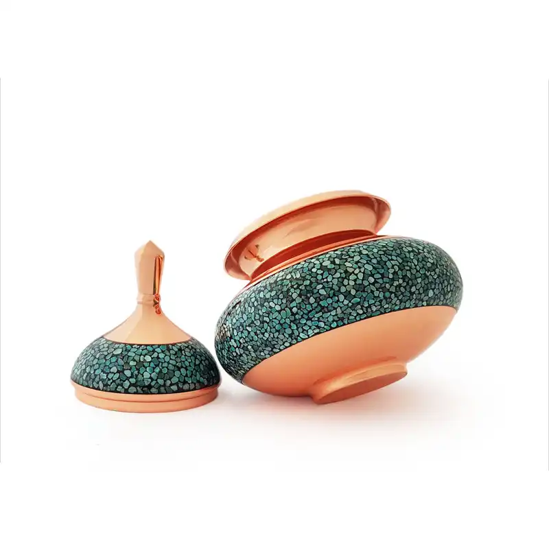 قندان فیروزه کوبی مسی مدل آسمان کد 102